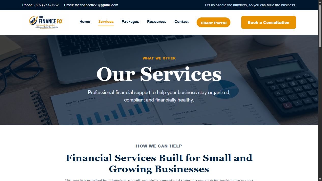 The Finance Fix Guyana — Services page